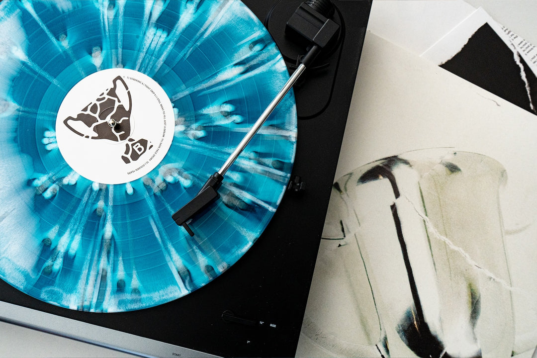 State Champs - White/Sea Blue Aside/Bside with Heavy White and Silver Splatter LP